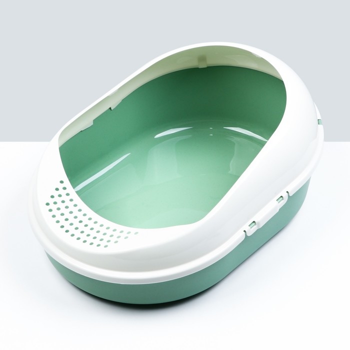 Лоток для кошек с бортом без сетки Лоток для кошек с бортом без сетки "Космо" 51,9 x37,8 x 21,3 см, зеленый