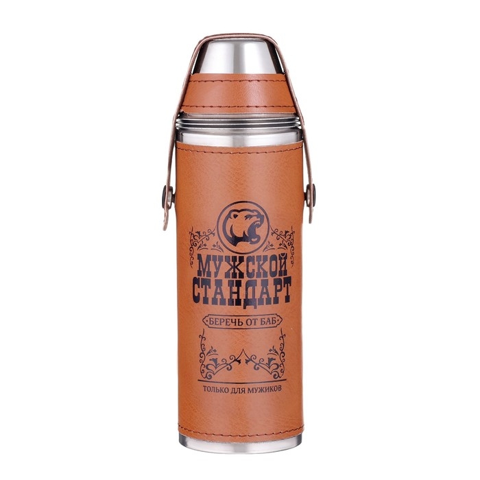 Фляжка для алкоголя "Мужской стандарт", нержавеющая сталь, 300 мл, 3 стопки по 30 мл