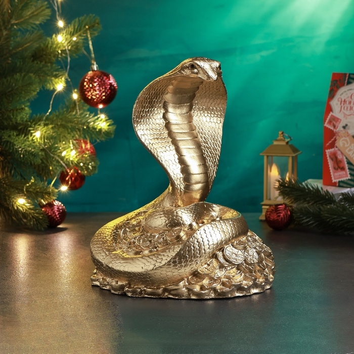 Фигура "Кобра на деньгах" 25х18см, золото