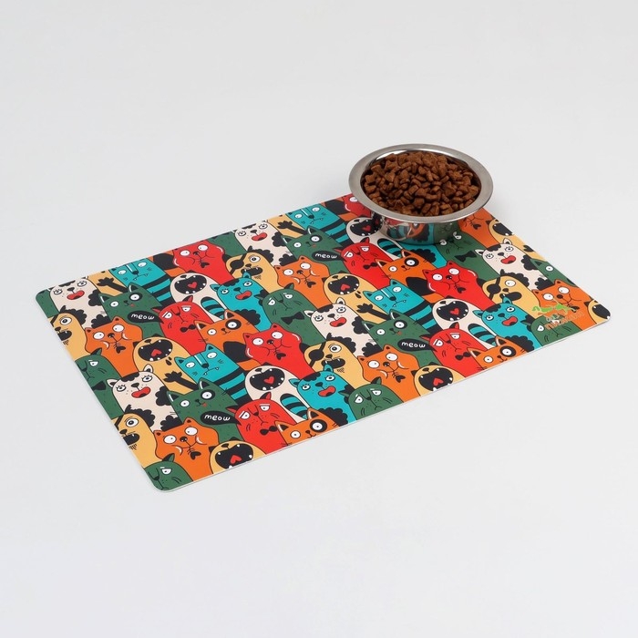 Коврик под миску Коврик под миску "Пижон" с нескользящим основанием 43 х 28 см "Голодные коты"