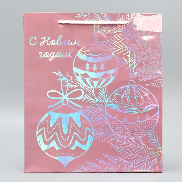 Пакет голографический «Игрушки», M 26 х 30 х 9 см, Новый год Пакет голографический «Игрушки», M 26 х 30 х 9 см, Новый год