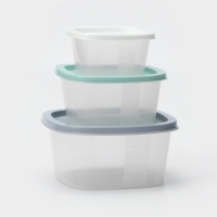 Набор контейнеров квадратных BioFresh, 3 шт: 0,23 л, 0,5 л, 0,9 л, цвет прозрачный, крышка МИКС Набор контейнеров квадратных BioFresh, 3 шт: 0,23 л, 0,5 л, 0,9 л, цвет прозрачный, крышка МИКС