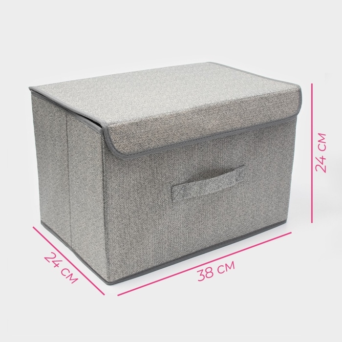 Короб стеллажный для хранения с крышкой &laquo;Ронда&raquo;, 38&times;24&times;24 см, цвет серый