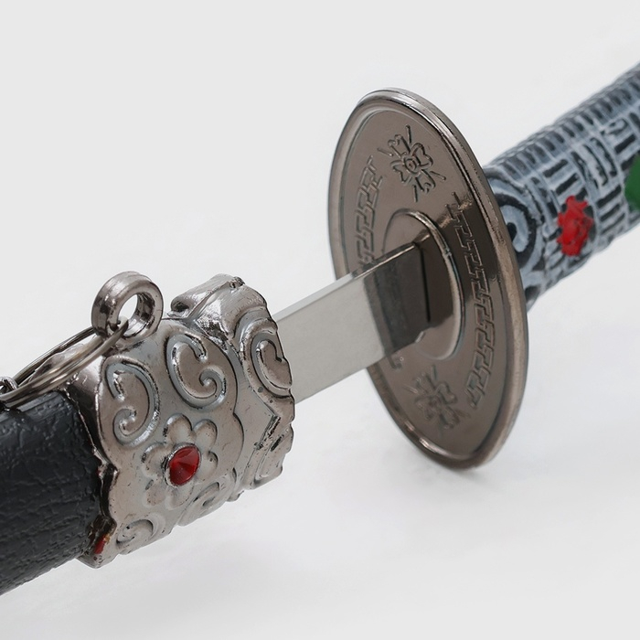 Сув. изделие катаны-мини 2в1 на подставке, ножны черные с белыми ромбами 16/20см микс