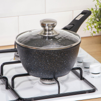 Ковш &laquo;Гранит Stаr&raquo;, 1,7 л, съёмная ручка, стеклянная крышка, антипригарное покрытие, цвет тёмно-синий