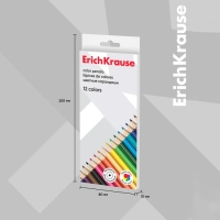 Карандаши 12 цветов ErichKrause Basic, дерево, шестигранные, 2.6 мм грифель, картонная упаковка, европодвес Карандаши 12 цветов ErichKrause Basic, дерево, шестигранные, 2.6 мм грифель, картонная упаковка, европодвес
