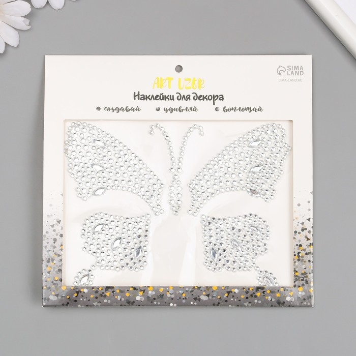 Наклейка пластик стразы Наклейка пластик стразы "Бабочка" МИКС 12х16 см