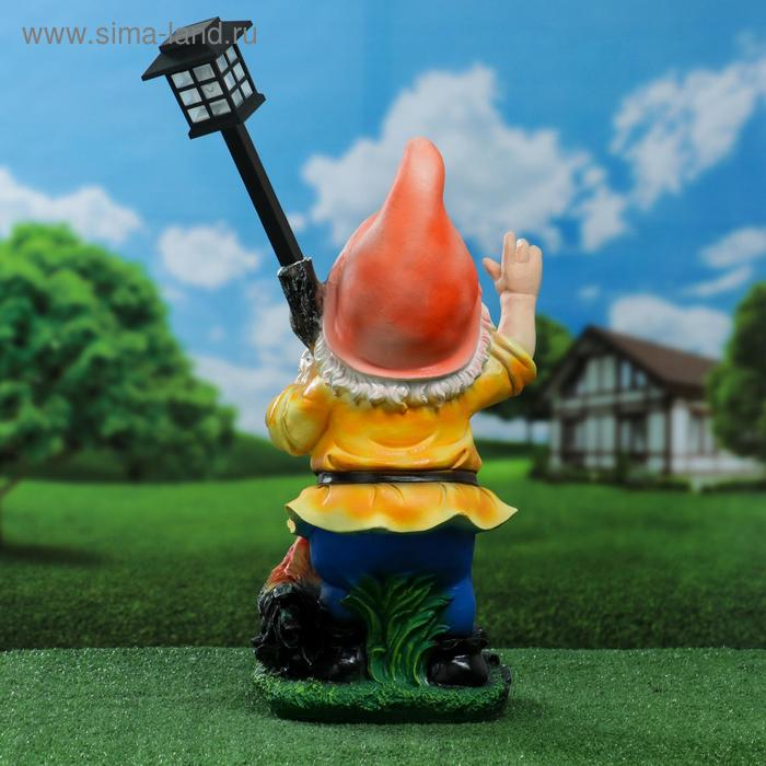 Садовый фонарь Садовый фонарь "Гном с фонарем и петухом" 31х23х56см