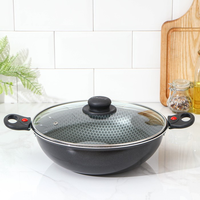 Казан Forever, 3,5 л, d=28 см, две съёмные ручки, стеклянная крышка, антипригарное покрытие, цвет чёрный Казан Forever, 3,5 л, d=28 см, две съёмные ручки, стеклянная крышка, антипригарное покрытие, цвет чёрный