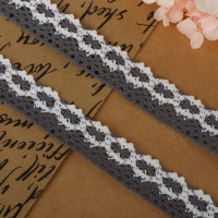 Кружево вязаное, 20 мм × 2,7 ± 0,5 м, цвет белый/серый Кружево вязаное, 20 мм × 2,7 ± 0,5 м, цвет белый/серый