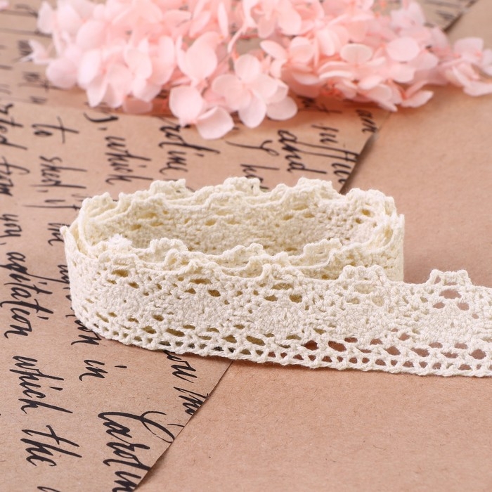 Кружево вязаное, 20 мм &times; 10 &plusmn; 1 м, цвет бежевый