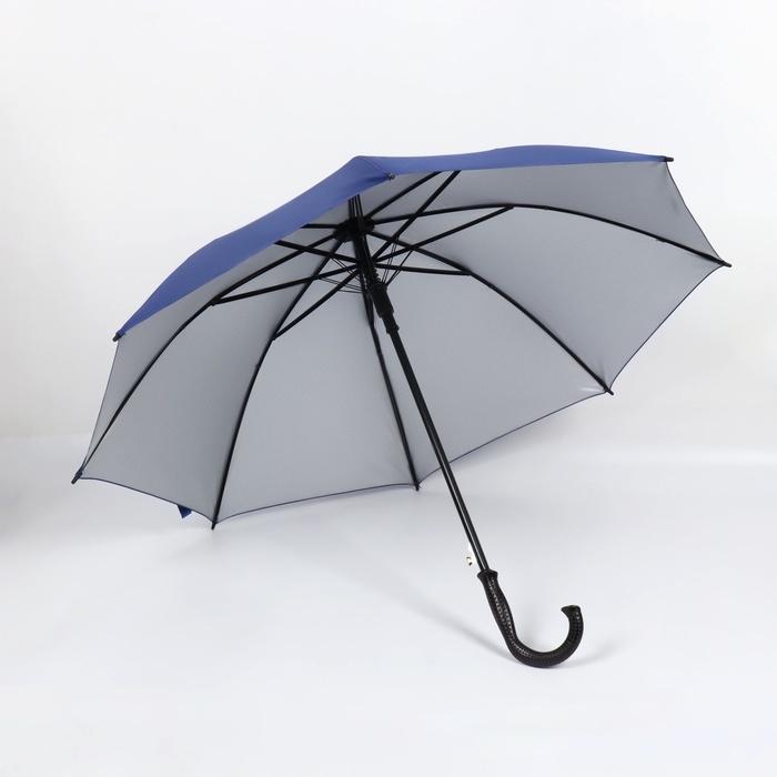 Зонт - трость полуавтоматический «Однотонный», 8 спиц, R = 61/70 см, D = 140 см, цвет синий Зонт - трость полуавтоматический «Однотонный», 8 спиц, R = 61/70 см, D = 140 см, цвет синий