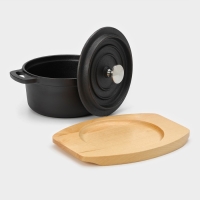 Кастрюля чугунная с крышкой Magma «Хотан», 750 мл, 18,6×14×7 см, индукция, цвет чёрный Кастрюля чугунная с крышкой Magma «Хотан», 750 мл, 18,6×14×7 см, индукция, цвет чёрный