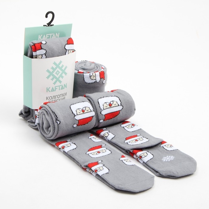 Новый год.Колготки детские KAFTAN "Дед Мороз" 104-110 см, серый