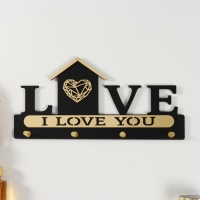 Крючки декоративные дерево "Дом с сердцем" чёрный, зеркальный 2,8х33,8х16,8 см Крючки декоративные дерево "Дом с сердцем" чёрный, зеркальный 2,8х33,8х16,8 см