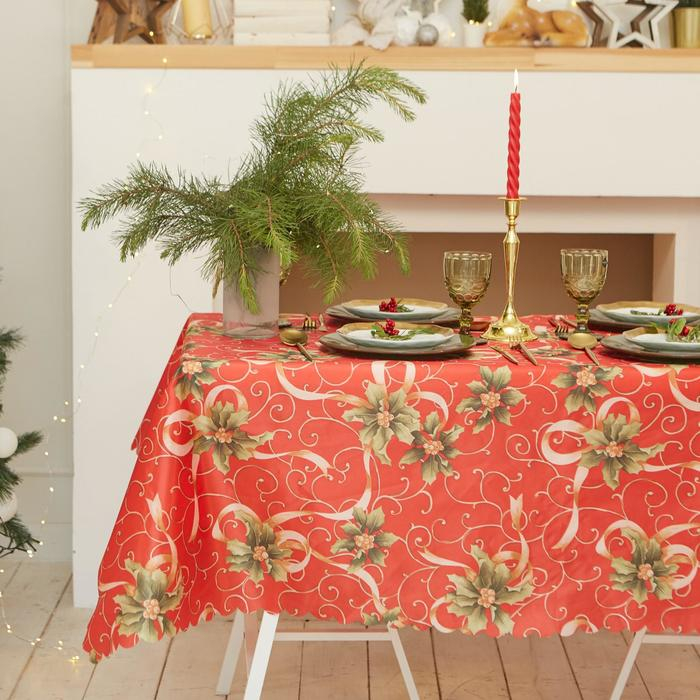 Скатерть новогодняя Доляна "Новогодние подарки" 145*300 +/- 2 см, 100% п/э