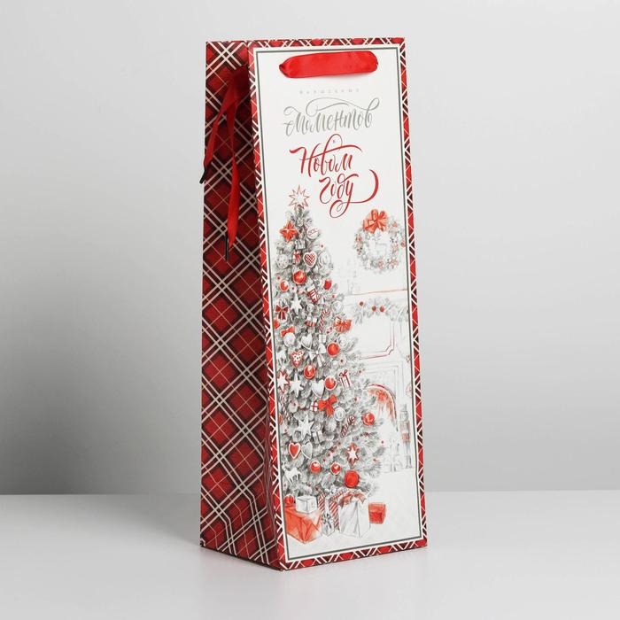 Пакет под бутылку крафтовый &laquo;Волшебных моментов&raquo;, 13 х 36 х 10 см, Новый год