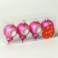 Набор украшений пластик 4 шт "Огонёк" 4х6 см, розовый