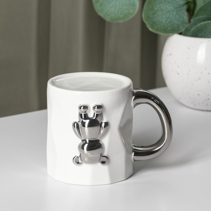 Кружка керамическая с ложкой &laquo;Стильный мишка&raquo;, 320 мл, цвет белый