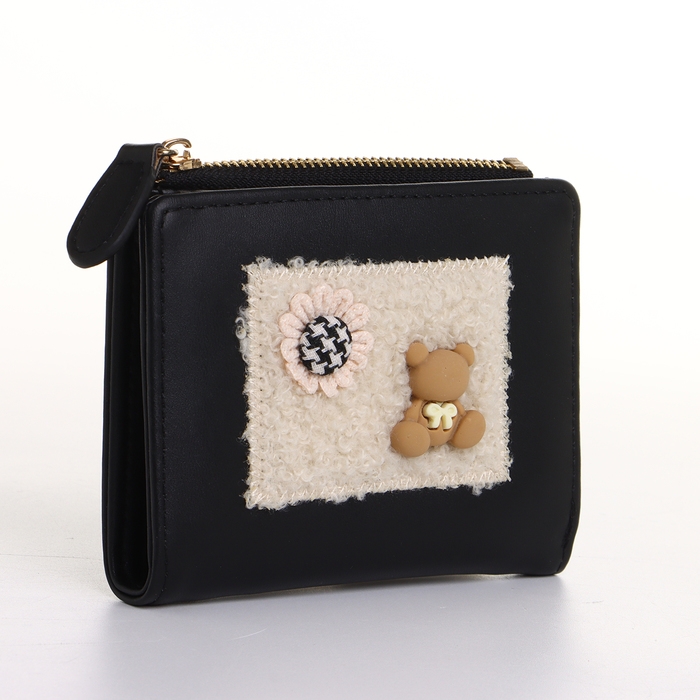 Кошелёк женский на кнопке, цвет чёрный Кошелёк женский на кнопке, цвет чёрный