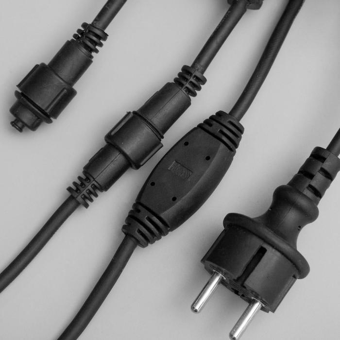 Гирлянда Гирлянда "Занавес" 2 х 1.5 м , IP65, УМС, тёмная нить каучук, 300 LED, свечение белое, 220 В