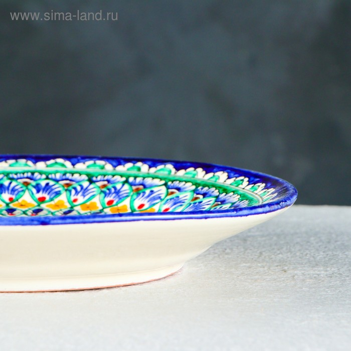 Тарелка Риштанская Керамика Тарелка Риштанская Керамика "Цветы", 22 см, синяя