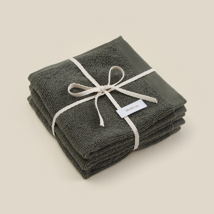 Набор салфеток SL HOME: Basic Набор салфеток SL HOME: Basic "Олива" 30х30 см - 3 шт., 100% хлопок, 530 г/м2