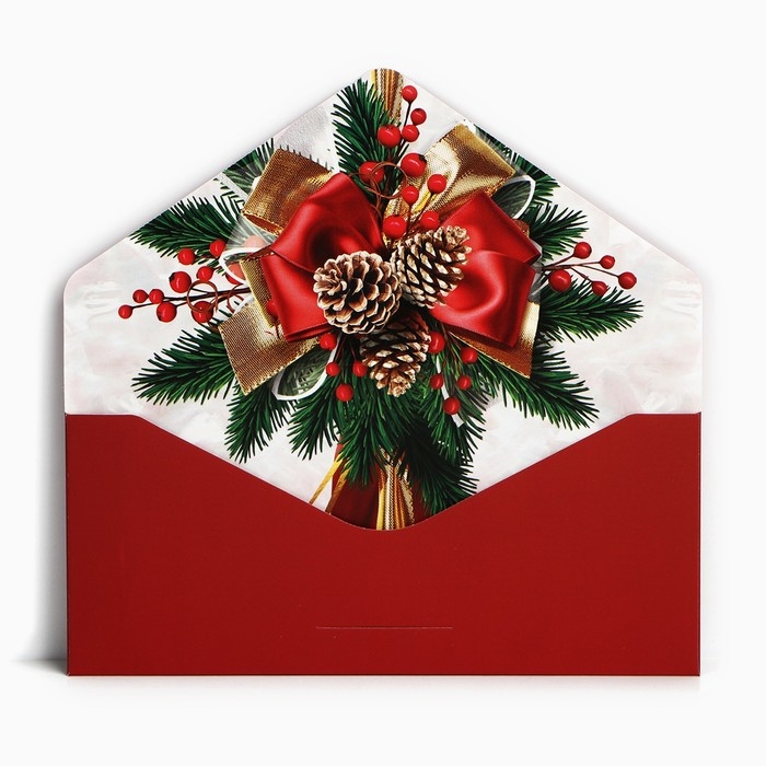 Конверт для денег подарочный «С Новым годом!», бант, софт тач, тиснение, 19 х 9.5 см, Новый год Конверт для денег подарочный «С Новым годом!», бант, софт тач, тиснение, 19 х 9.5 см, Новый год
