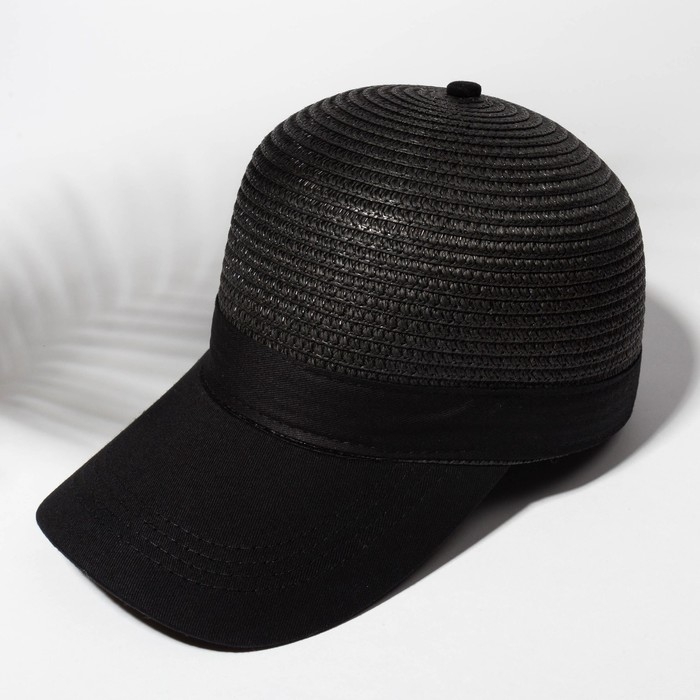 Кепка женская плетеная MINAKU цвет чёрный, размер 56-58 Кепка женская плетеная MINAKU цвет чёрный, размер 56-58