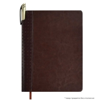 Ежедневник недатированный А5, 160 листов ESCALADA, твердая обложка из искусственной кожи, перфорация, блинтовое тиснение, ляссе, кремовый блок 70г/м2, коричневый