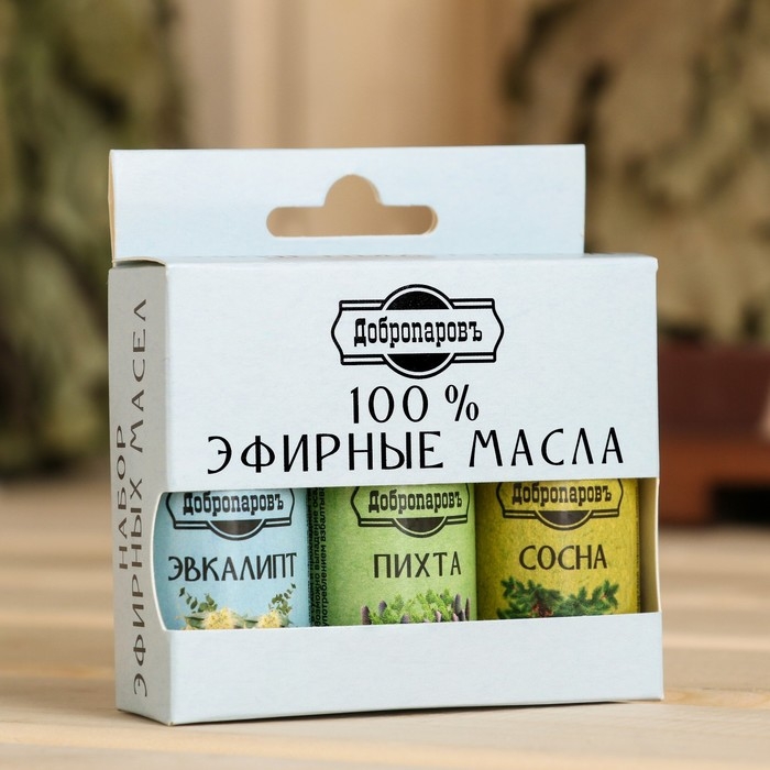 Набор эфирных масел эвкалипт, пихта, сосна, Набор эфирных масел эвкалипт, пихта, сосна, "Добропаровъ", 3 шт по 17 мл