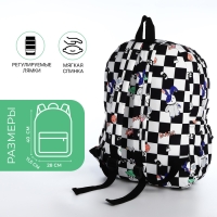 Рюкзак школьный из текстиля на молнии, 3 кармана, цвет чёрный Рюкзак школьный из текстиля на молнии, 3 кармана, цвет чёрный