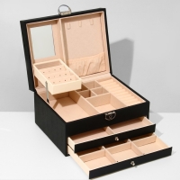 Подставка для украшений &laquo;Шкатулка&raquo; раздвижная с зеркалом, 22&times;17&times;11,5, цвет чёрный