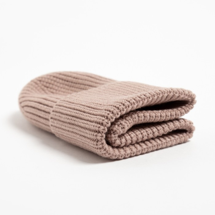 Шапка женская MINAKU с подворотом, размер 54-56, цвет бежевый Шапка женская MINAKU с подворотом, размер 54-56, цвет бежевый