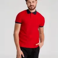 Рубашка поло Prince 190, красная с темно-синим, размер XXL