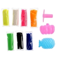 Тесто для лепки, 7 цветов, 190 грамм, 2 формочки, шприц, цвета МИКС