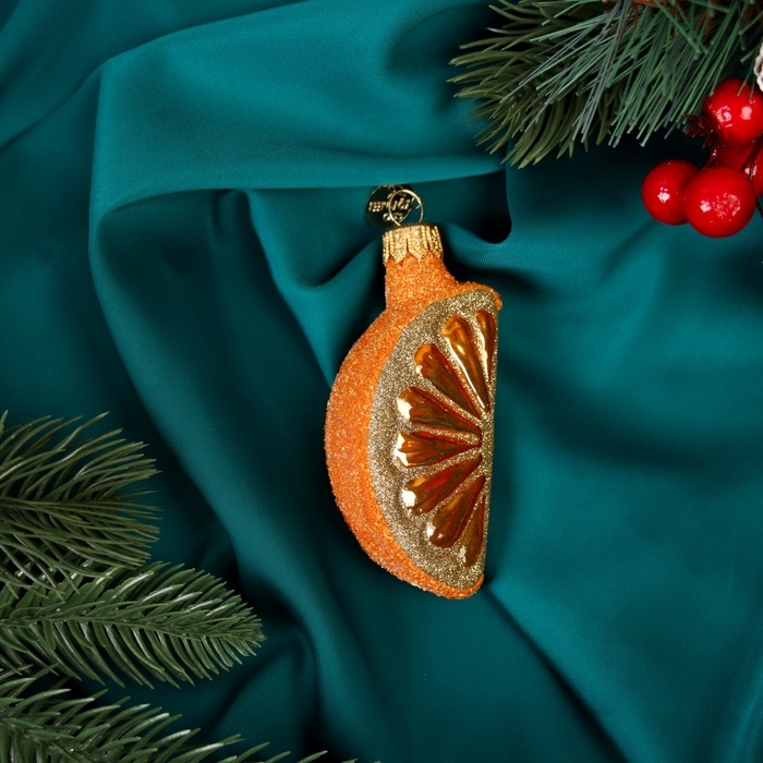 Елочное украшение "Долька апельсина"., в подарочной упаковке, h-7 см