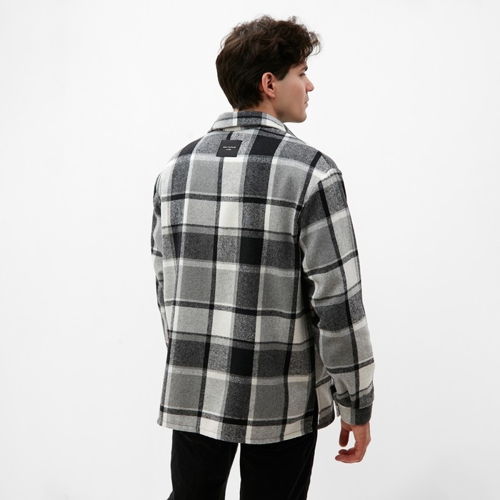 Рубашка мужская в клетку MIST, размер 46, черный/белый