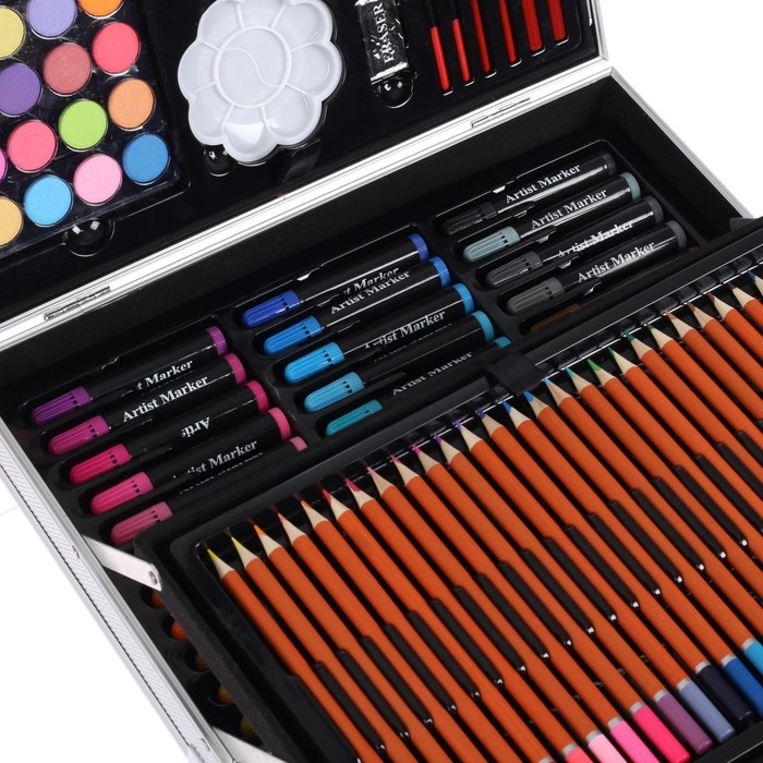 Набор для рисования, складной, в чемоданчике серебристый Набор для рисования, складной, в чемоданчике серебристый