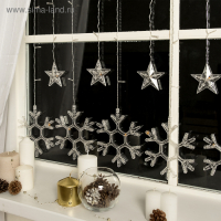 Гирлянда &laquo;Бахрома&raquo; 2.4 &times; 0.9 м с насадками &laquo;Снежинки&raquo;, IP20, прозрачная нить, 150 LED, свечение синее, 8 режимов, 220 В