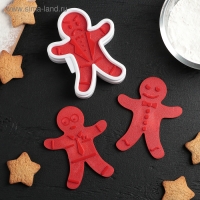 Форма для печенья с 3-мя печатями двухсторонними и прессом Доляна &laquo;Пряничный человечек&raquo;, 13&times;11&times;3,5 см, цвет МИКС