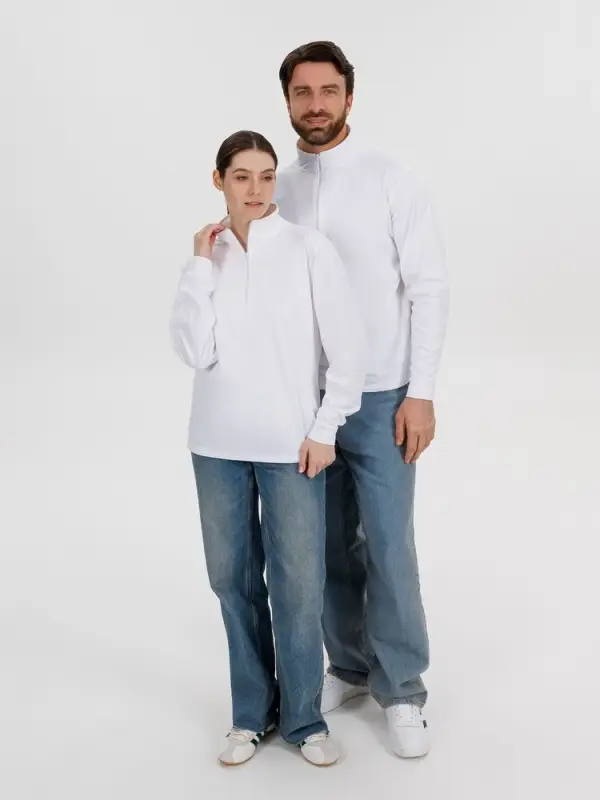 Свитшот на молнии из бифлекса Morfiss, белый, размер XS/S