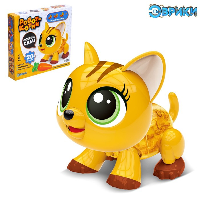 Робот &laquo;Котик&raquo; Эврики, электронный конструктор, интерактивный: сенсорный, на батарейках, 20 деталей