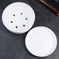 Горшок бонсайница "Огма" для кактусов и суккулентов, белая, 3 л