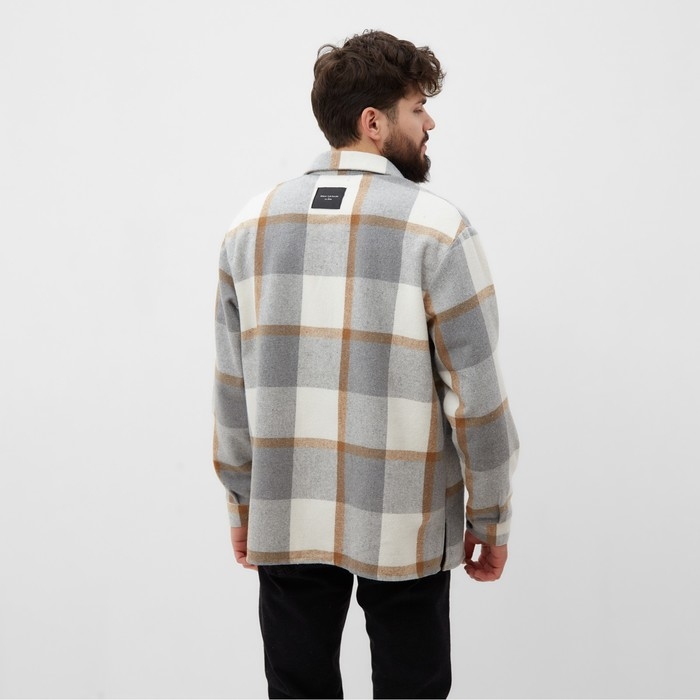 Рубашка мужская в клетку MIST, размер 56, серый