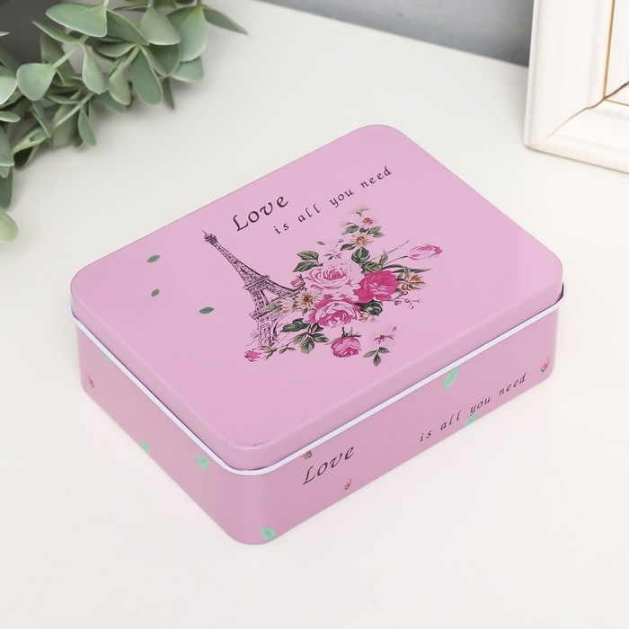 Шкатулка металл прямоугольная Шкатулка металл прямоугольная "Париж в цветах" 12,5х9,5х4,2 см