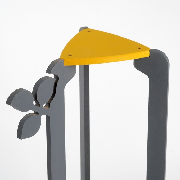 Стойка-полка для цветов треугольная Флора (2 места) Серо-желтый