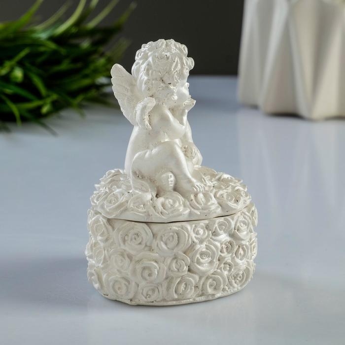 Шкатулка для мелочей Шкатулка для мелочей "Ангел" перламутровая, 9см