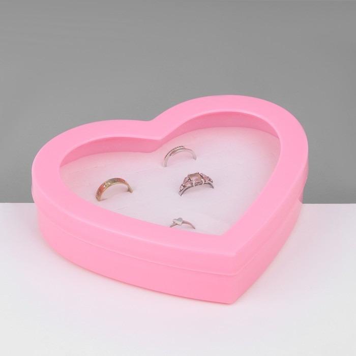 Органайзер для украшений &laquo;Шкатулка сердце&raquo; 36 мест, пластик, 14&times;15,5&times;2 см, цвет розовый