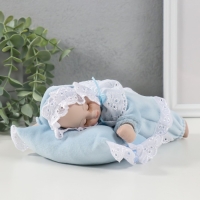 Кукла музыкальная механическая "Малыш спящий на подушке" голубой, двигается 13,5х19,5х8 см 104624 Кукла музыкальная механическая "Малыш спящий на подушке" голубой, двигается 13,5х19,5х8 см 104624